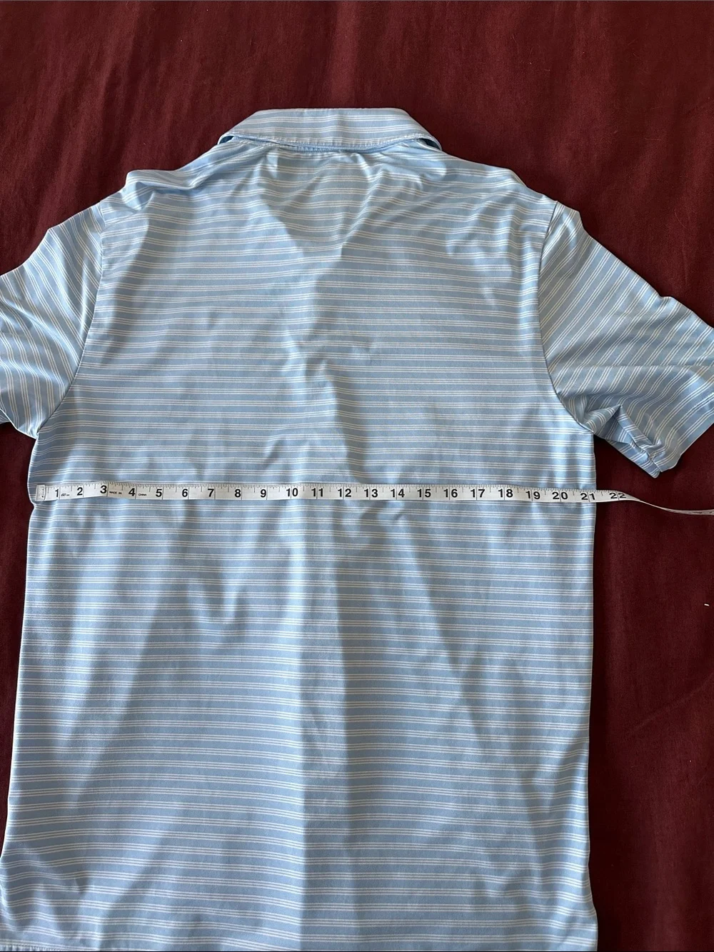 adidas Light Blue & White Striped Polo Shirt